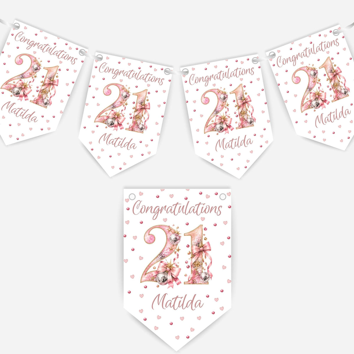 Disco and Bows Birthday Bunting -B329