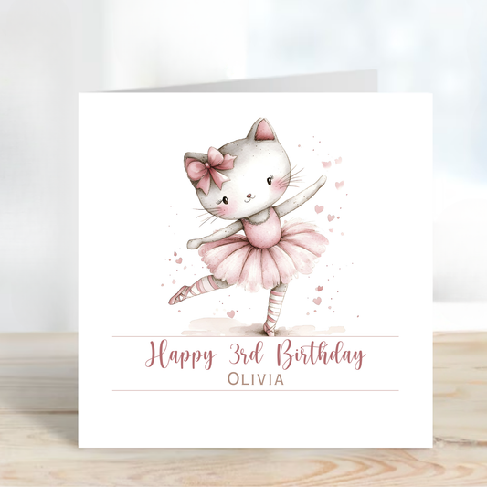 Kitten Ballerina  Birthday Card - C589