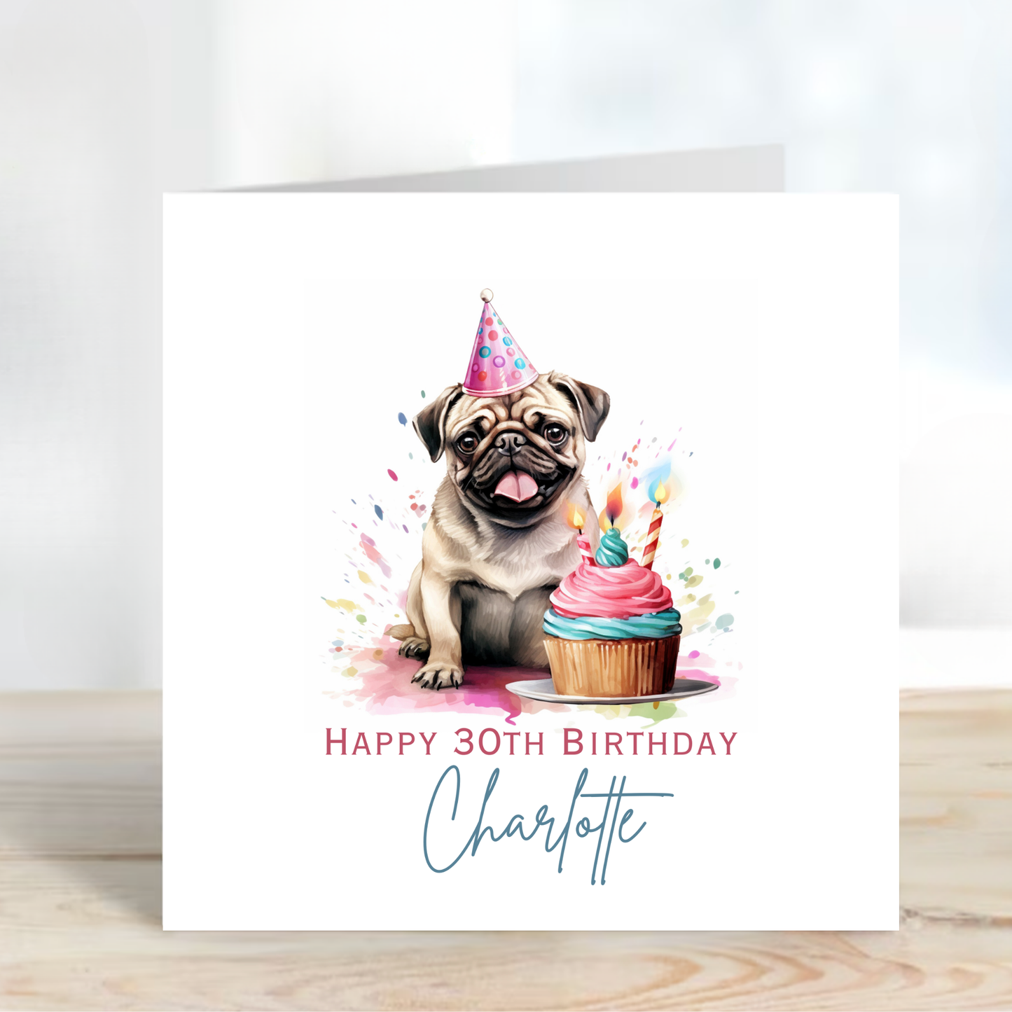 Party Pug Birthday Card - C559