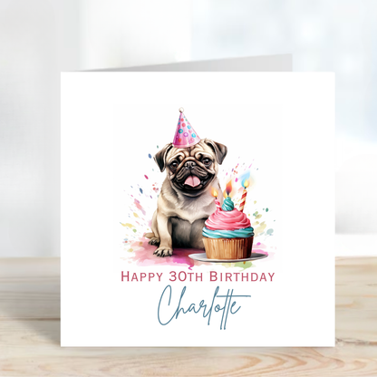 Party Pug Birthday Card - C559