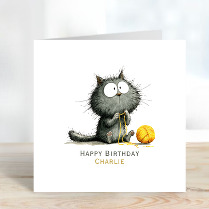 Funny Black Cat Birthday Card - C573