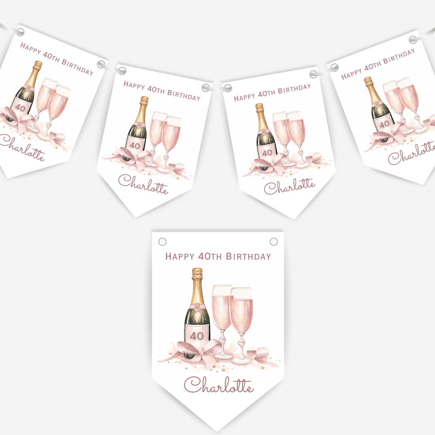 Girly Bottle of Fizz Party Bunting - B201