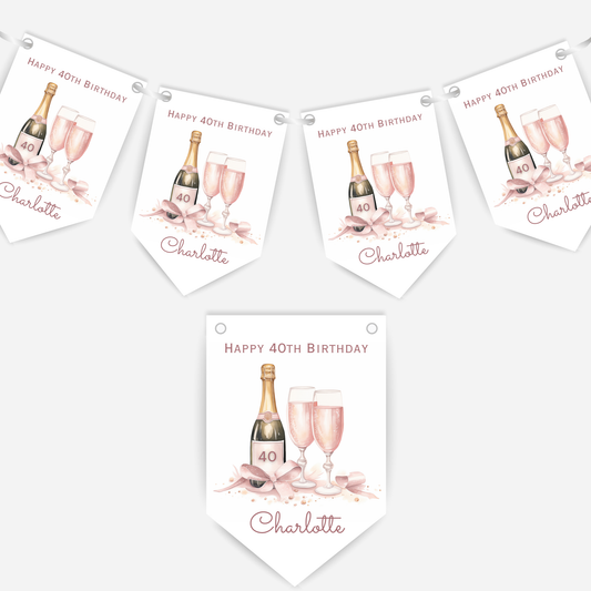 Girly Bottle of Fizz Party Bunting - B201