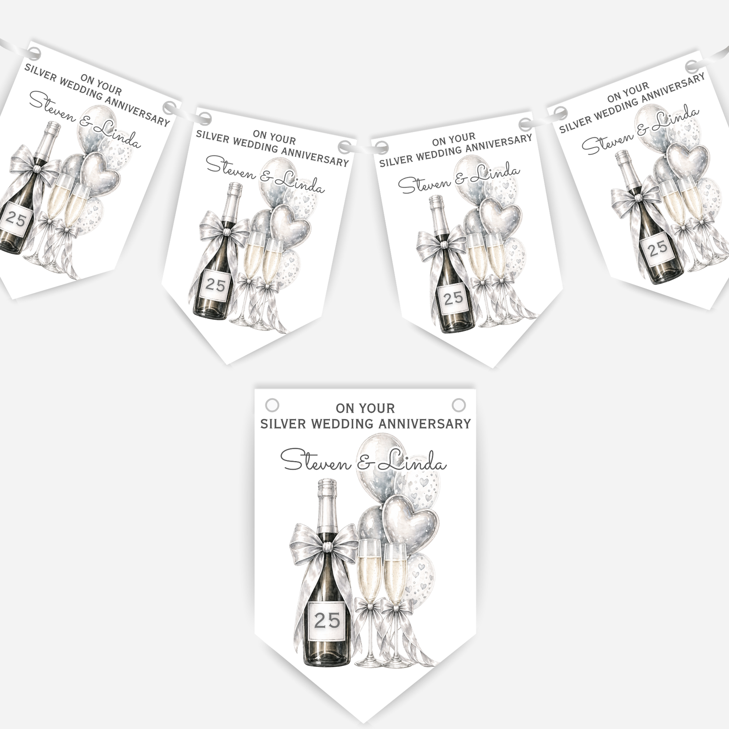 Silver Wedding Anniversary Bunting - B298