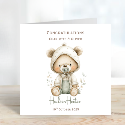 New Baby Congratulations Card with Name and Date of the Birth - C670