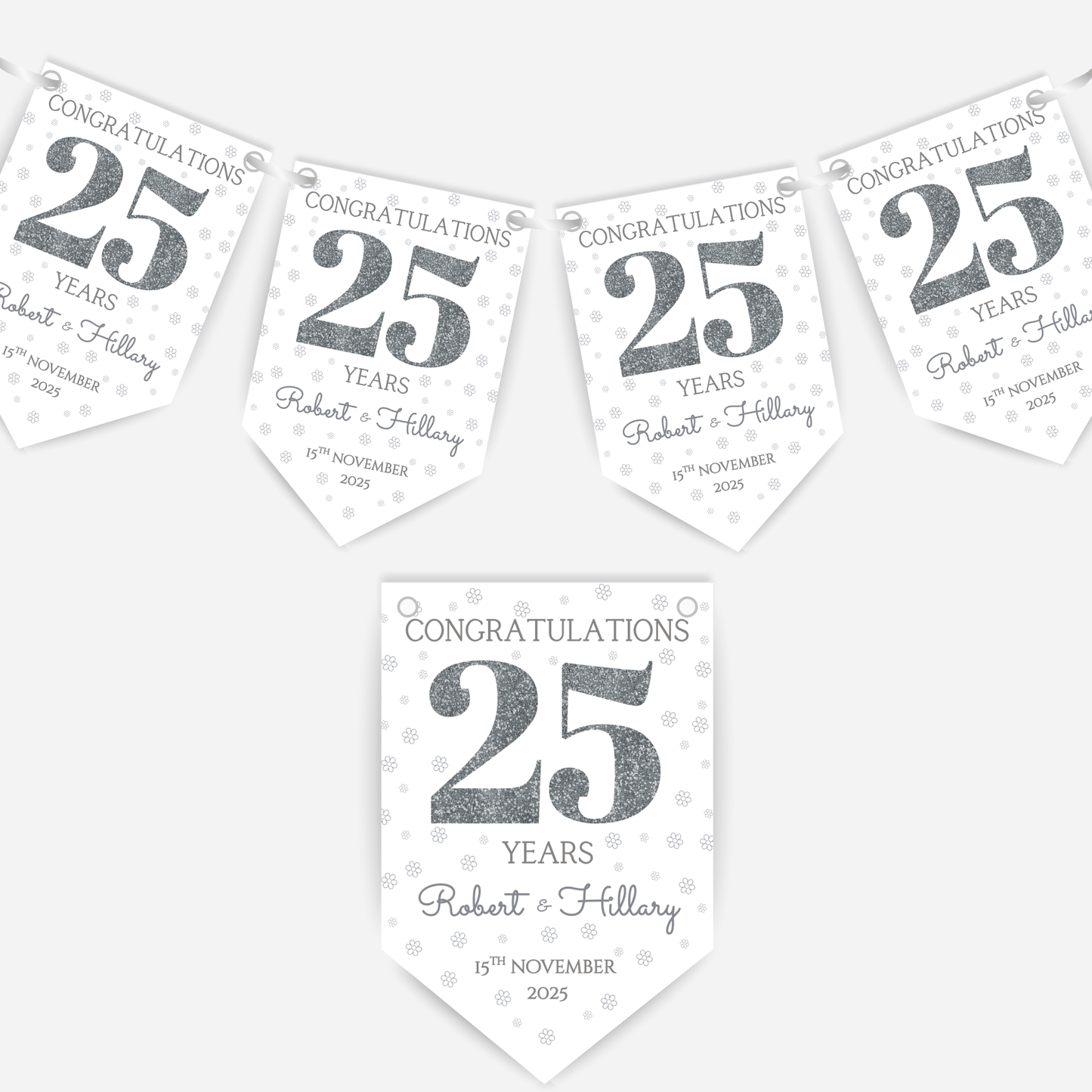 Silver Wedding Anniversary Bunting - B241