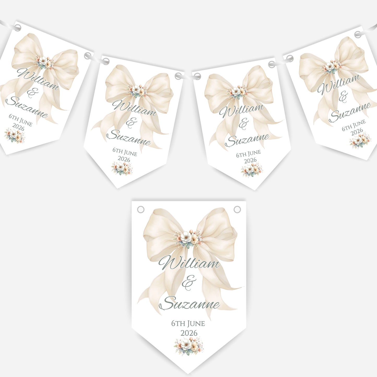 Engagement Or Wedding Bow Bunting - B291