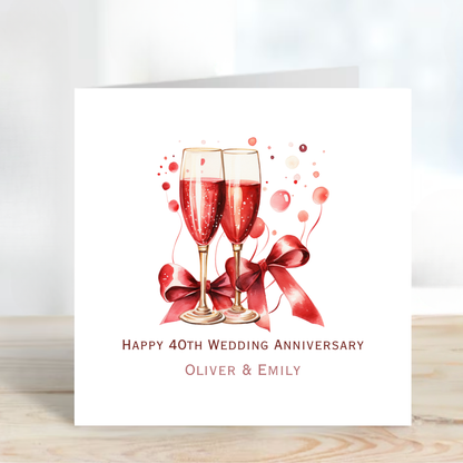 Ruby 40th Wedding Anniversary Card - C642
