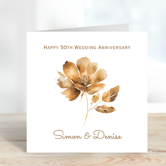 Golden- 50th Wedding Anniversary Card - C686