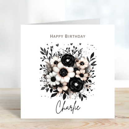 Alternative Dark Flowers Birthday Card - C834