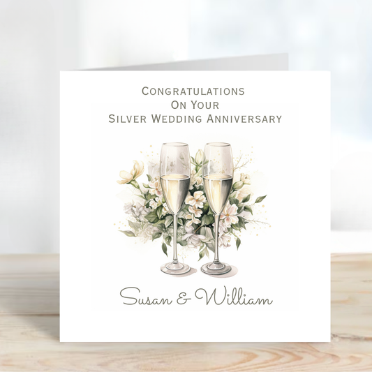 Silver - 25th Wedding Anniversary Card - C677