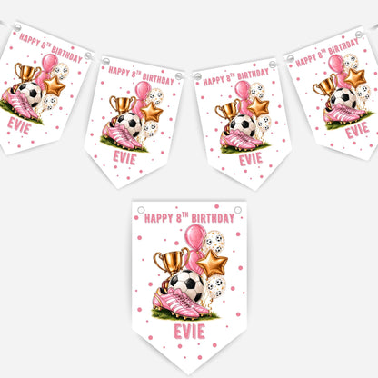 Football Birthday Bunting In Four Colours – Blue-Pink - Black - Red – B325