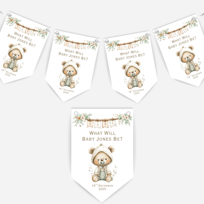 Cute Teddy Bear Gender Reveal Bunting - B226