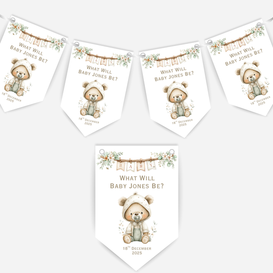 Cute Teddy Bear Gender Reveal Bunting - B226