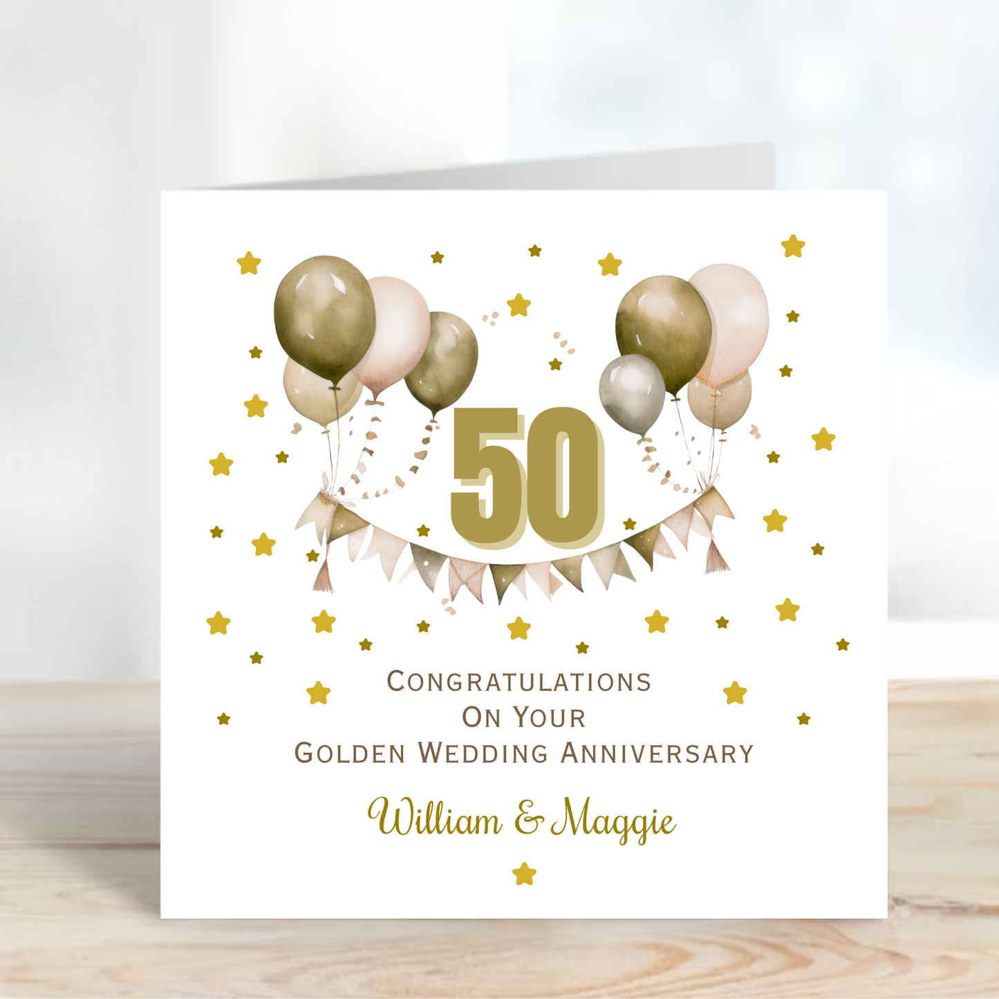 Golden- 50th Wedding Anniversary Card - C680