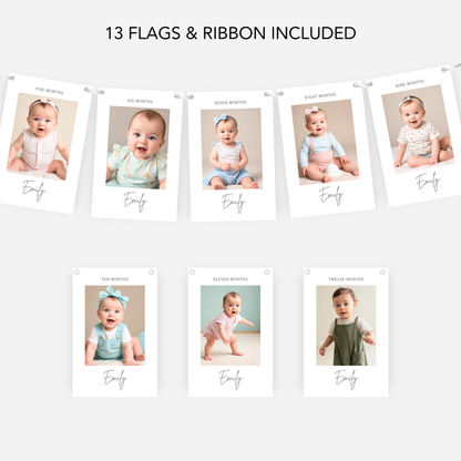 Newborn to 12 Months Milestone A6 Smaller Bunting - 1st Birthday - S199