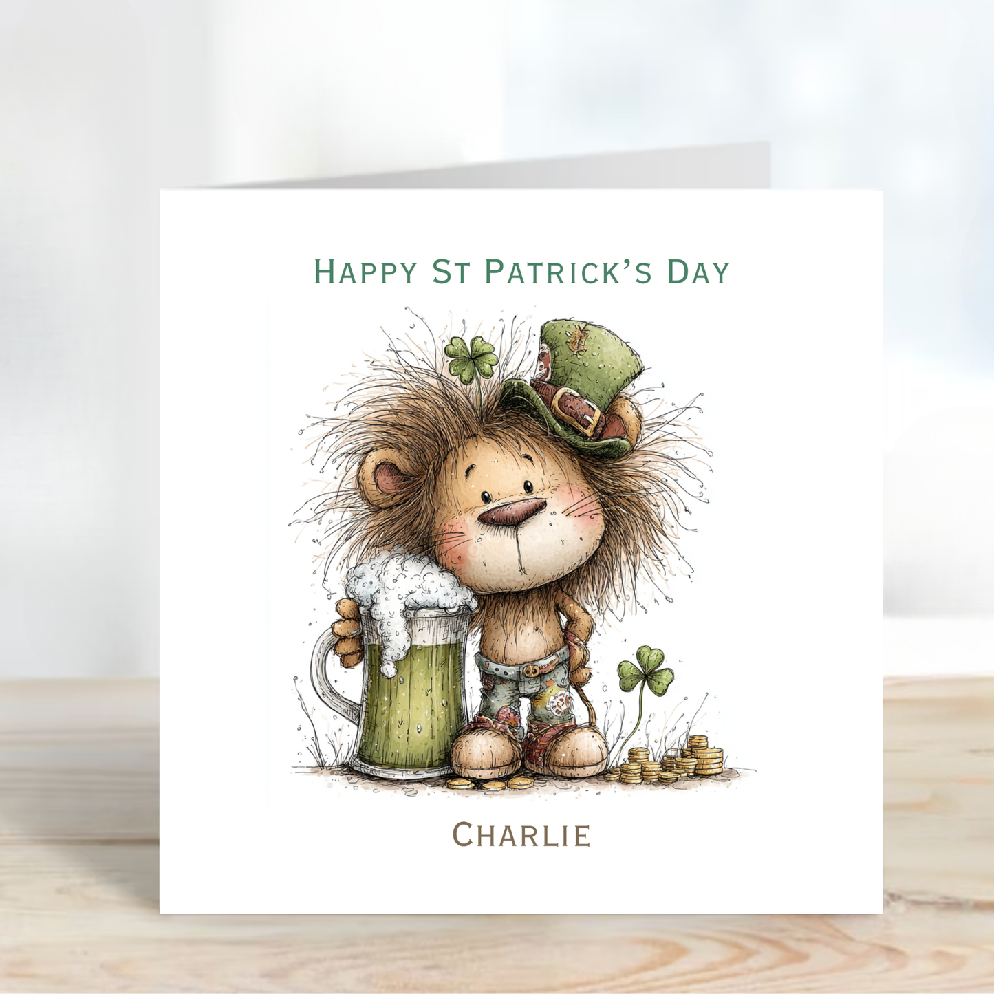 St Patrick's Day Cute Lion Card - C804