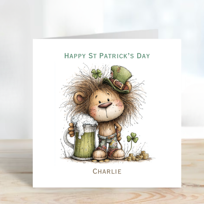 St Patrick's Day Cute Lion Card - C804