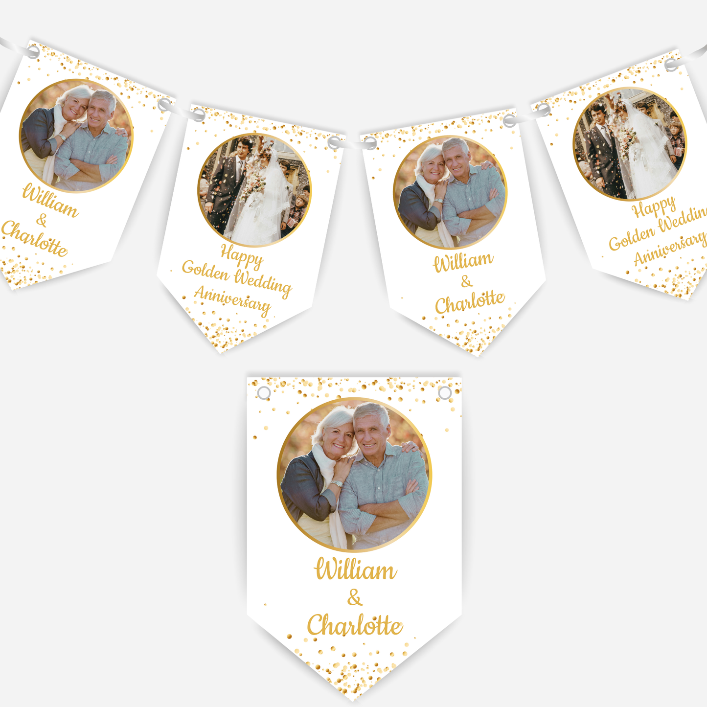 Golden Wedding Anniversary Photo Bunting - B156