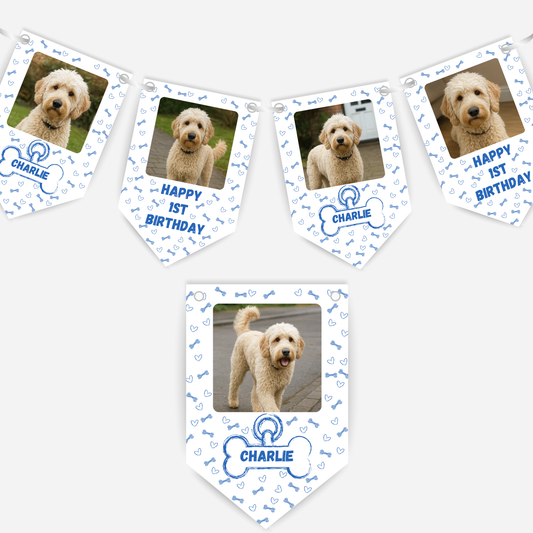 Dog Birthday Photo Bunting In Blue - B237