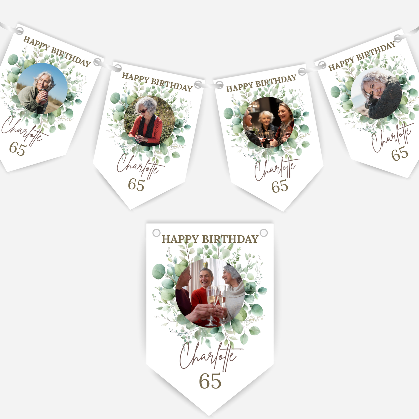 Birthday Photo Bunting  with eight photos - B281