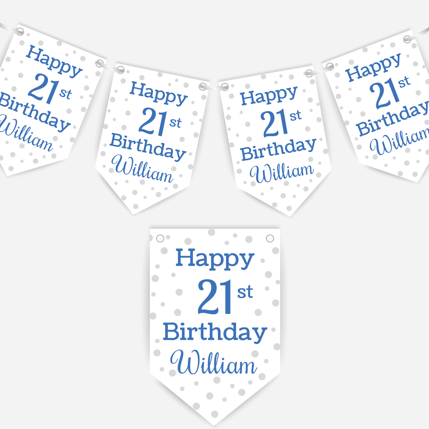 Blue Polka Dot Birthday Bunting - B125