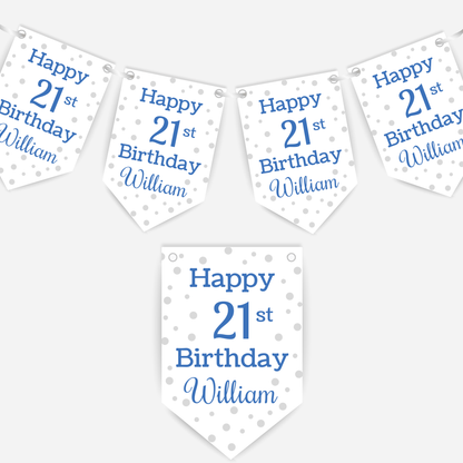 Blue Polka Dot Birthday Bunting - B125