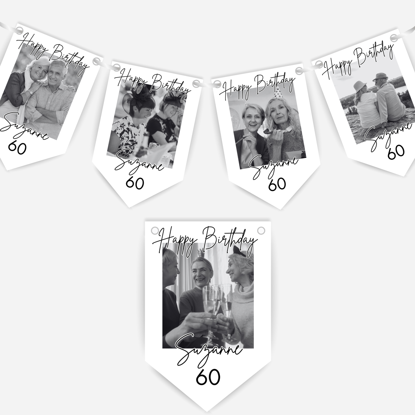 Black & White Birthday Photo Bunting - B267