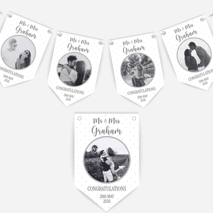 Black & White "Congratulations" Wedding or Engagement Photo Bunting - B310