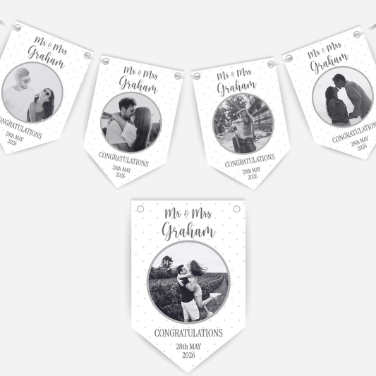 Black & White "Congratulations" Wedding or Engagement Photo Bunting - B310