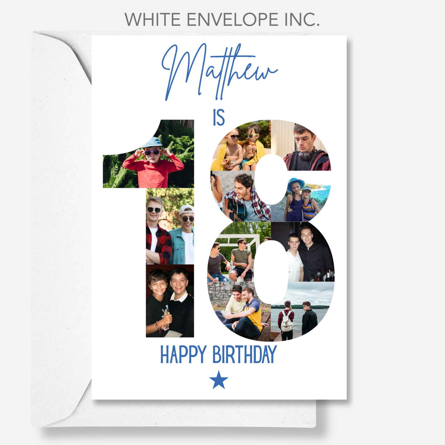 Blue 18th Birthday Photo Collage Card - PC05