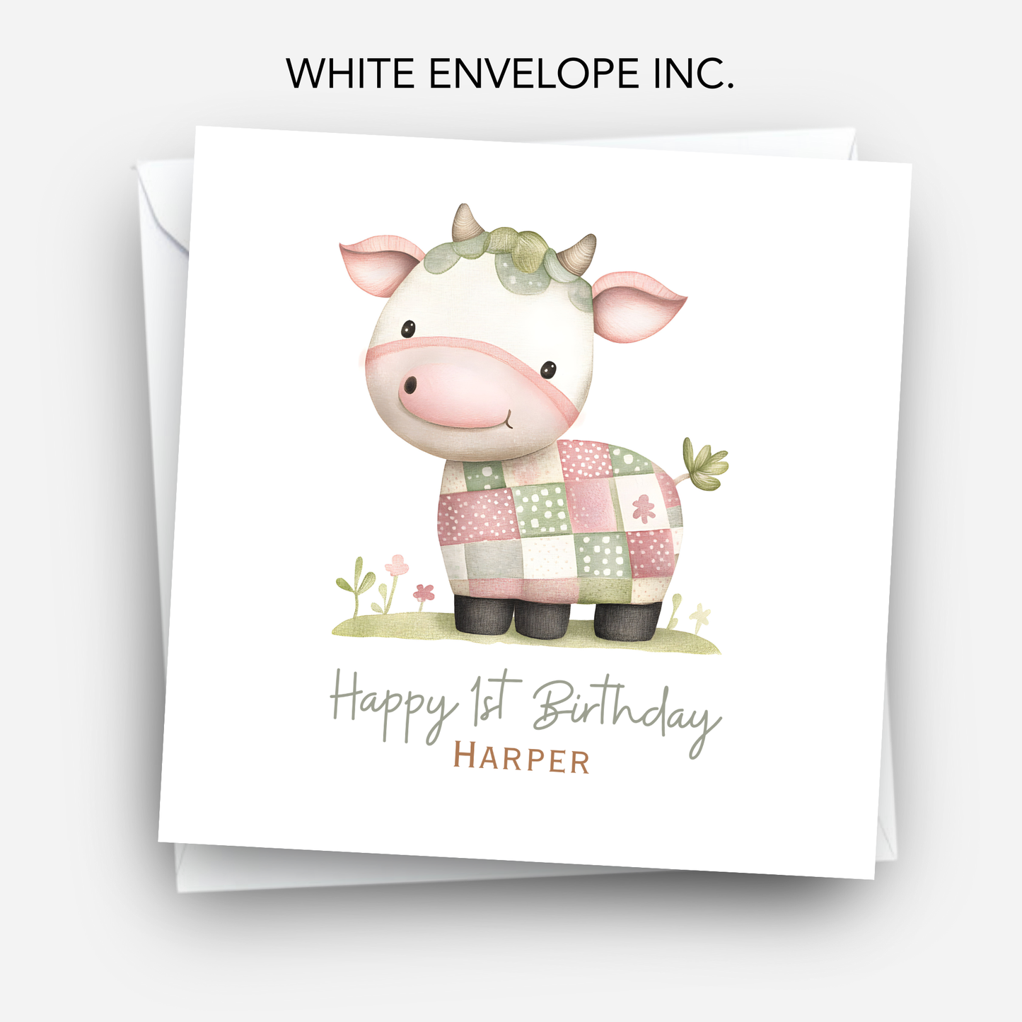 Cute Patchwork Cow Birthday Card - C599
