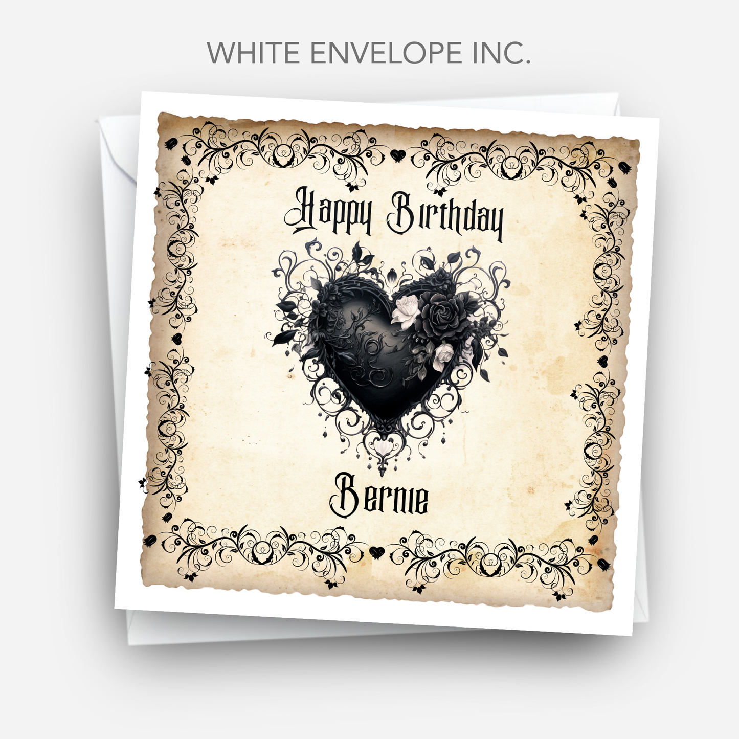 Stunning Gothic Style Black Heart Card - C150
