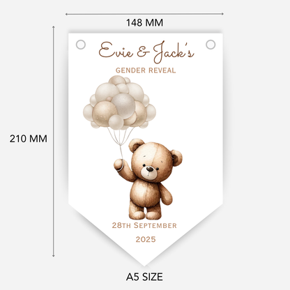 Cute Teddy Gender Reveal Bunting - B135