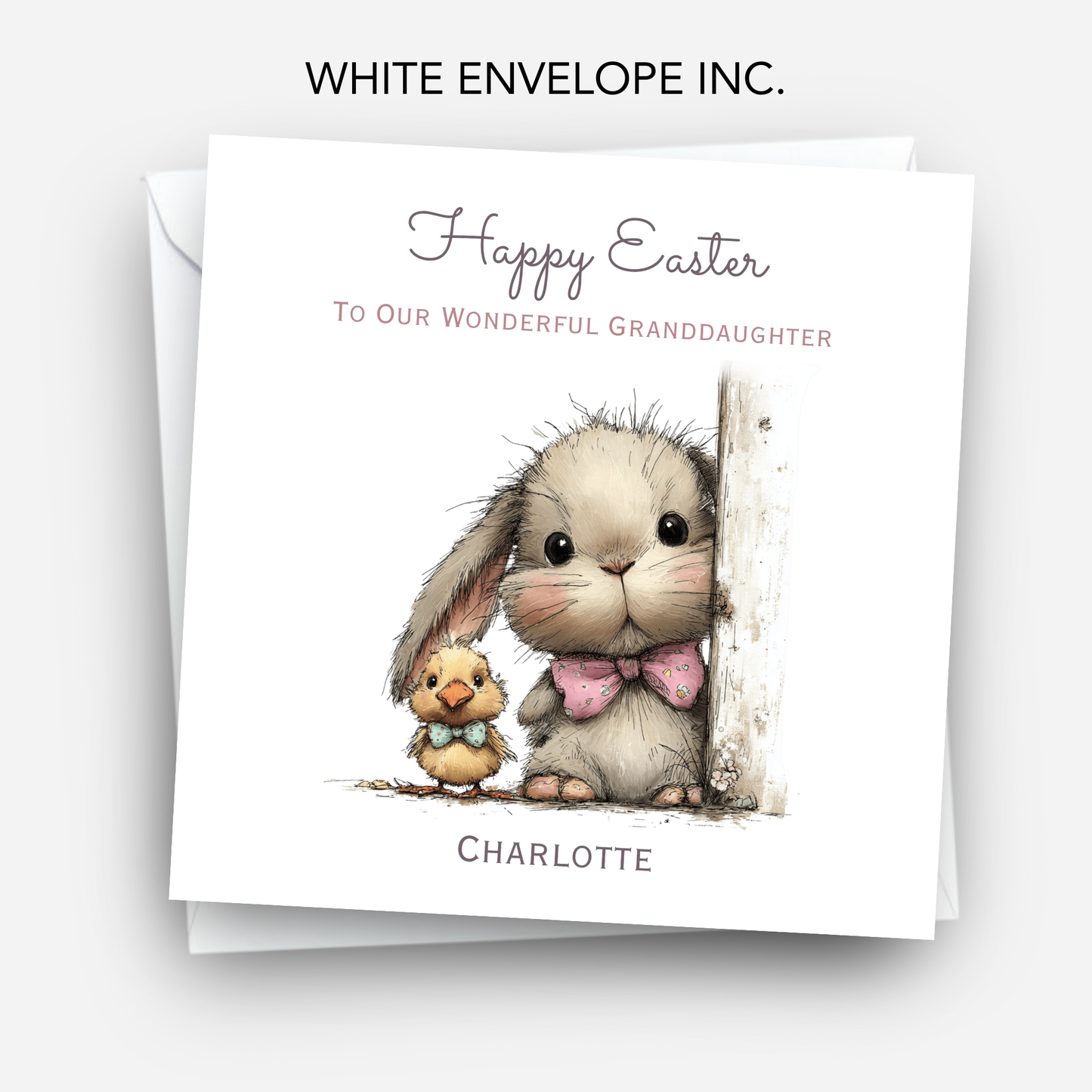 Easter Card With A Cute Bunny & Chick Design - C839