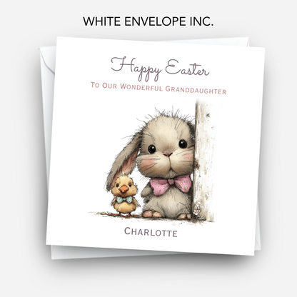 Easter Card With A Cute Bunny & Chick Design - C839