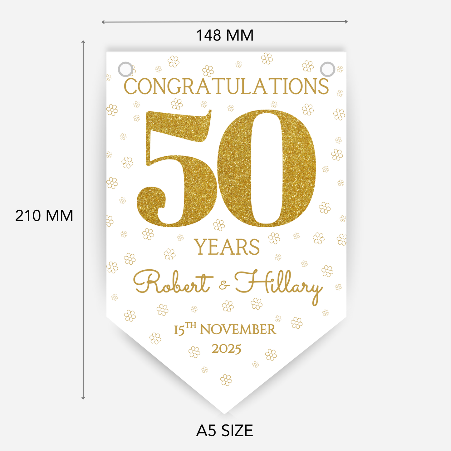 Golden Wedding Anniversary Bunting - B240