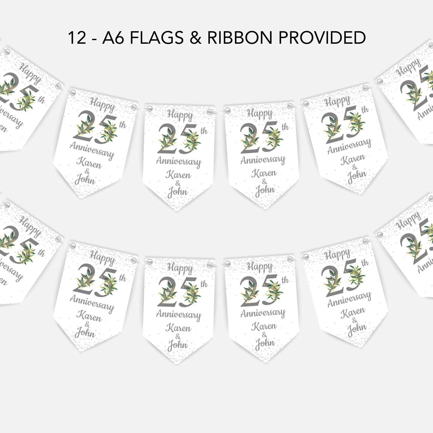 Silver Wedding Anniversary Smaller Bunting - S103