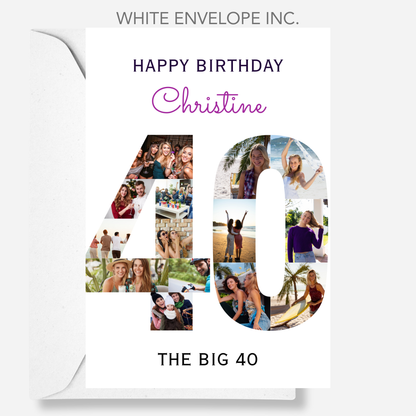 The Big 40 Photo Collage Birthday Card - PC11