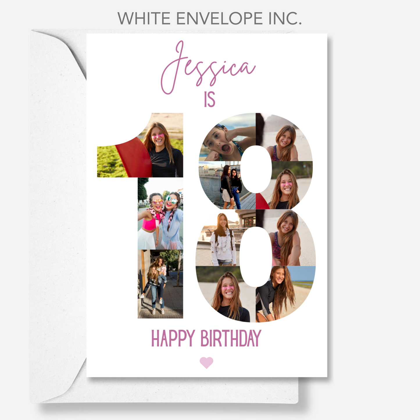 Pink 18th Birthday Photo Collage Card - PC04