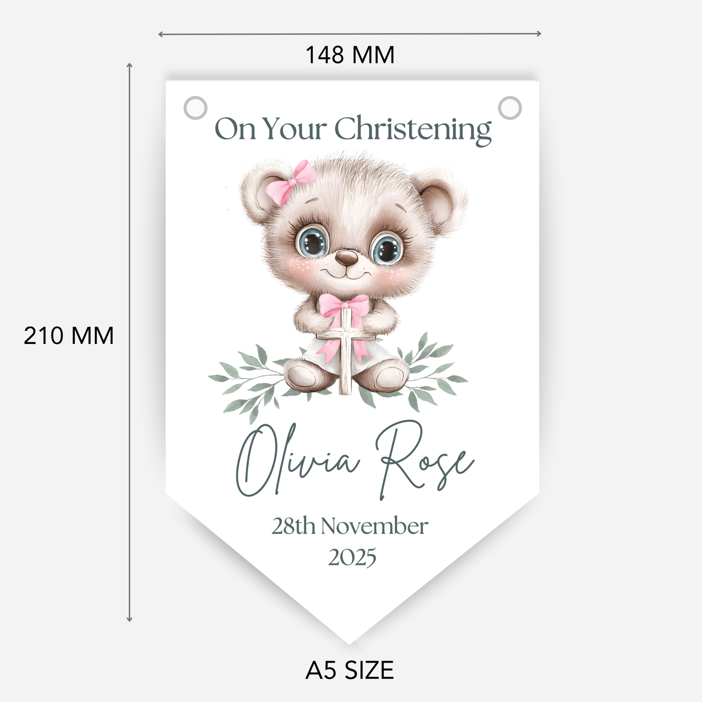 Cute Teddy Christening or Baptism Bunting - B204
