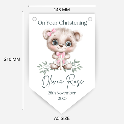 Cute Teddy Christening or Baptism Bunting - B204