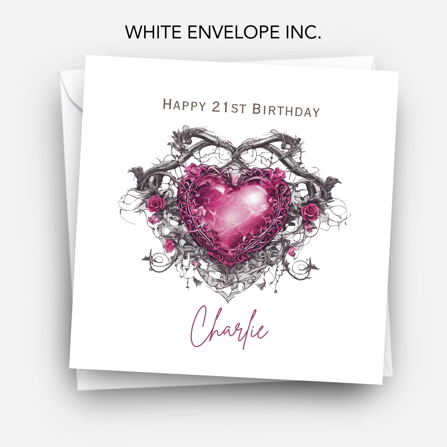 Gothic Style Pink Heart Card - C580