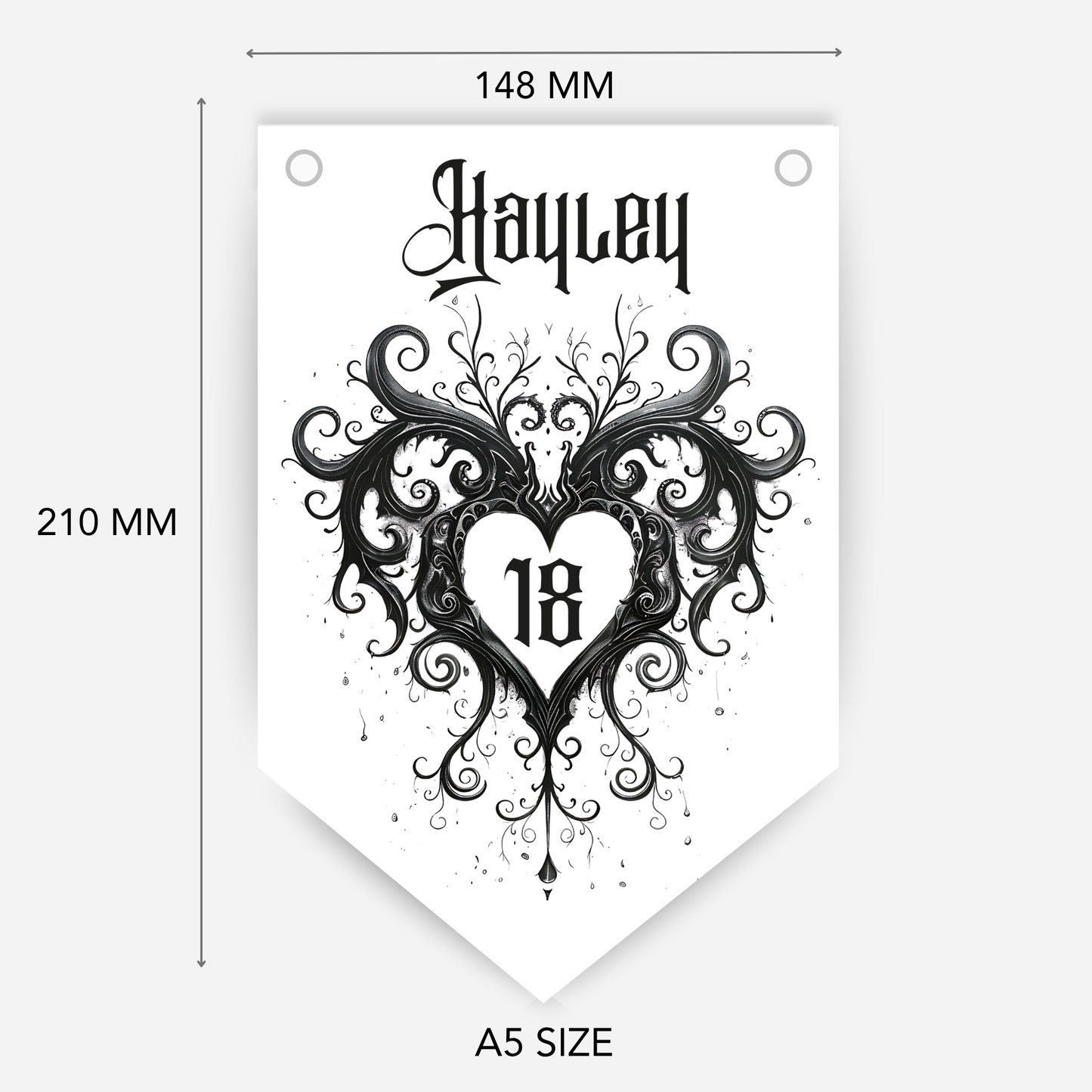 Gothic Style Black Lace Heart Bunting - B205