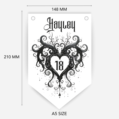 Gothic Style Black Lace Heart Bunting - B205