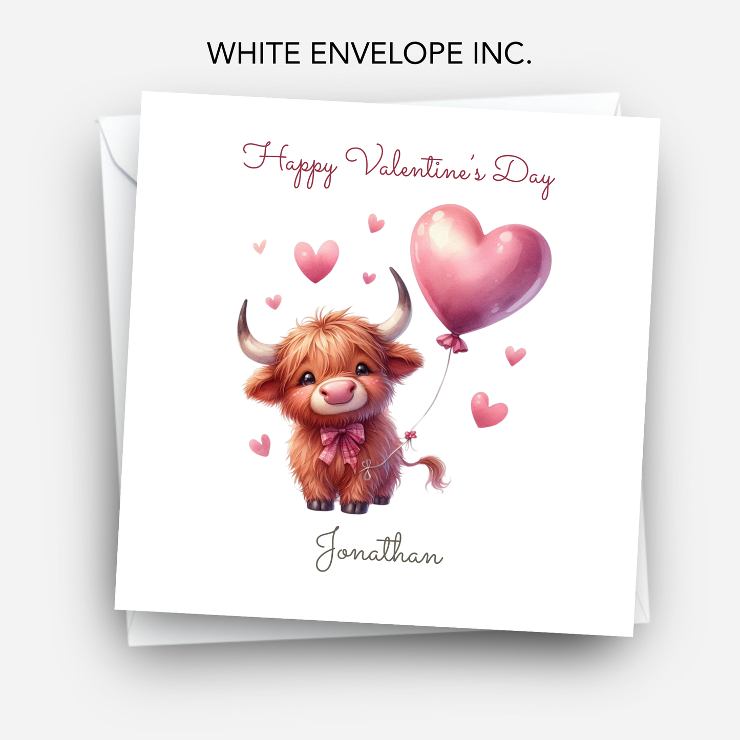 Cute Highland Cow Valentine’s Day Card  - C707