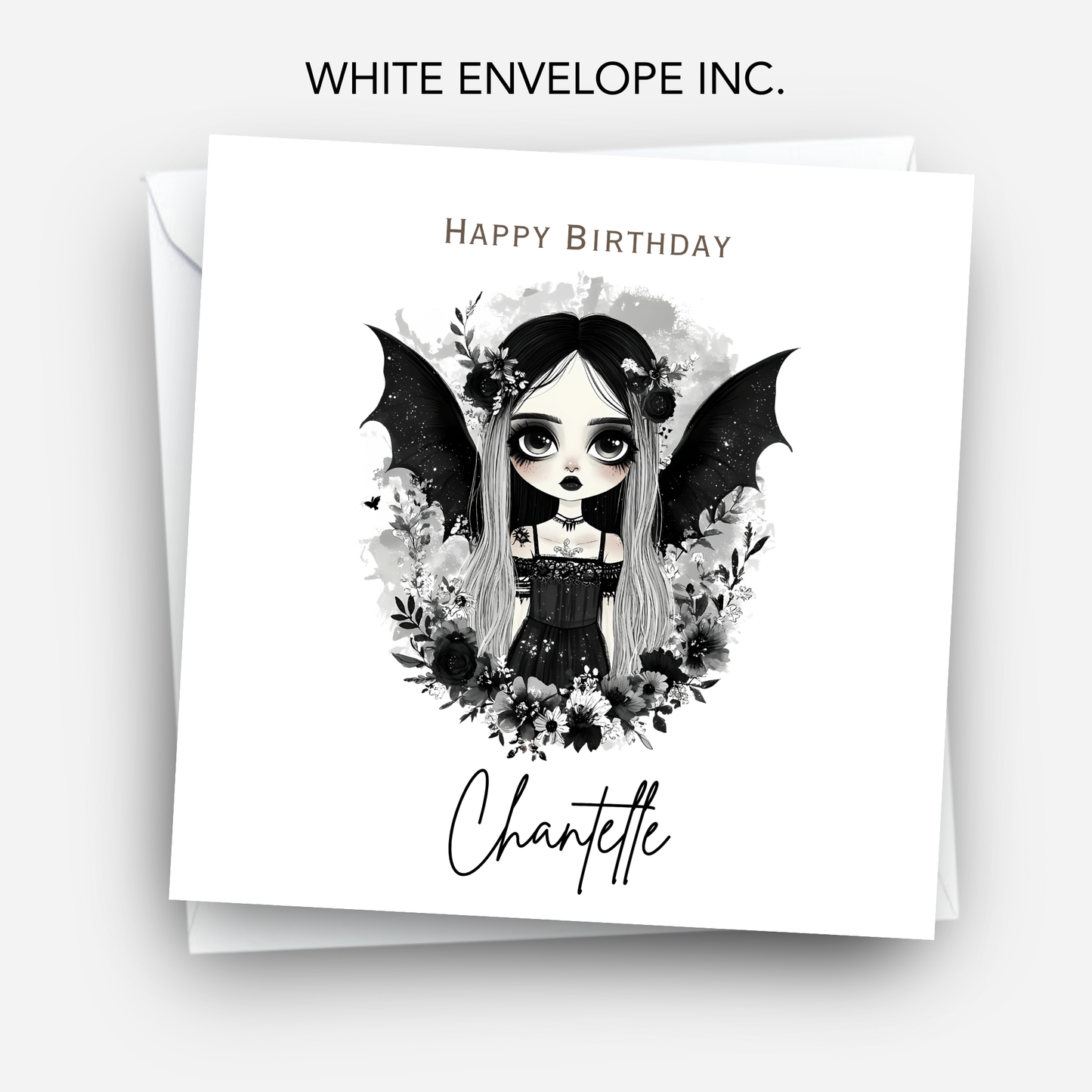 Gothic Birthday Card, Alternative Creepy Girl Art - C833