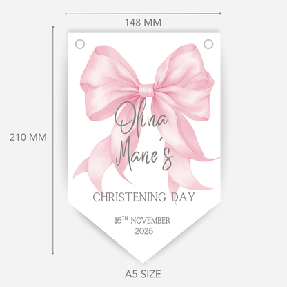 Christening or Baptism Bow Bunting - B158