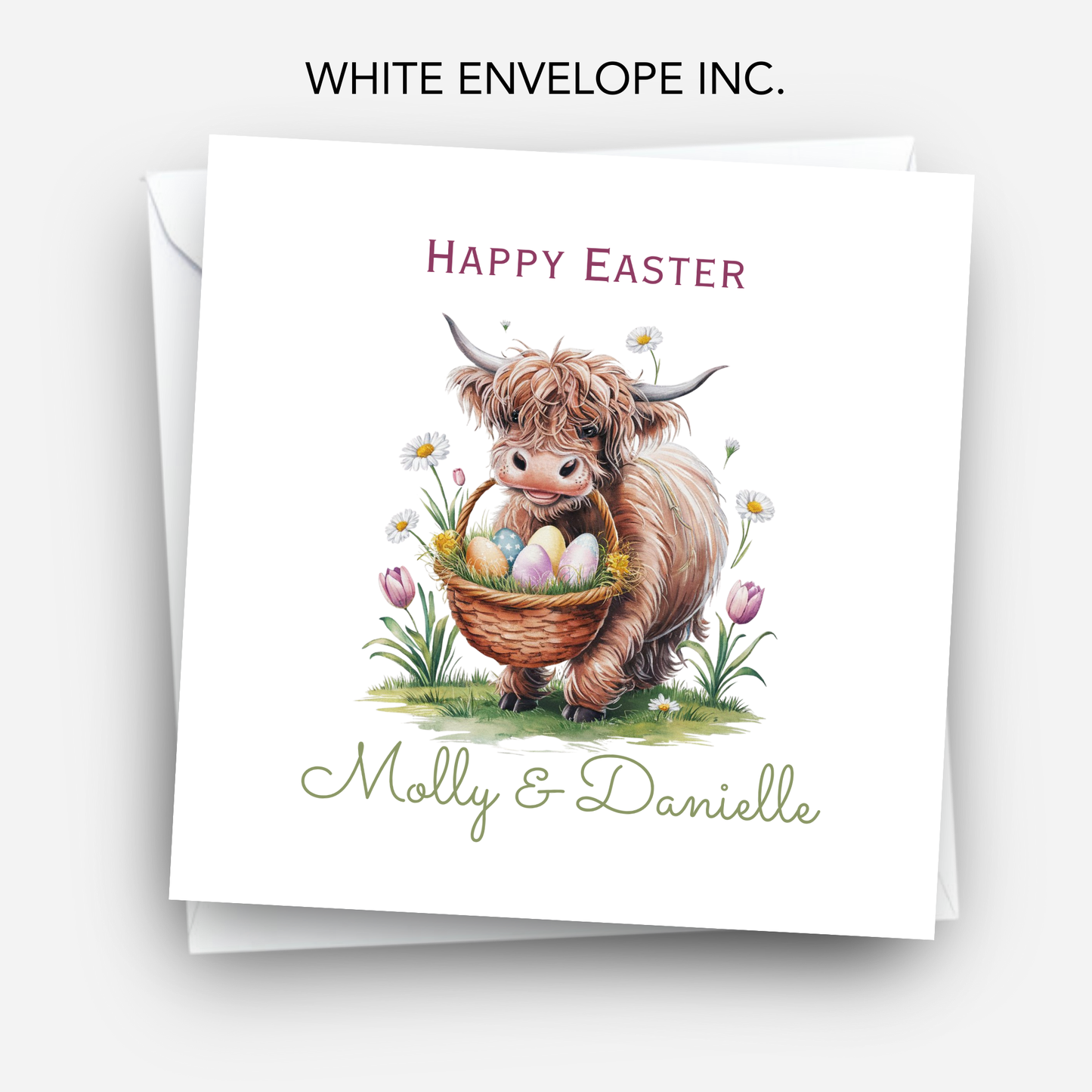 Easter Card With A Cute Highland Cow Design - C844