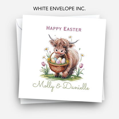 Easter Card With A Cute Highland Cow Design - C844